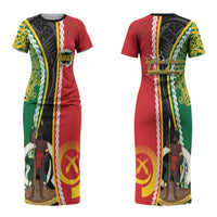Ni-Vanuatu Indipendens Dei Celebretem Couples Matching Short Sleeve Bodycon Dress and Long Sleeve Button Shirt Yumi Yumi Yumi
