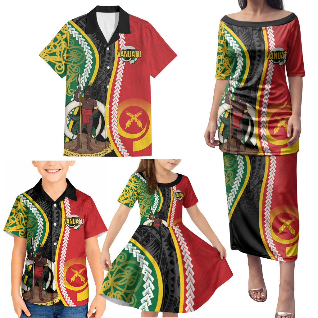 Ni-Vanuatu Indipendens Dei Celebretem Family Matching Puletasi and Hawaiian Shirt Yumi Yumi Yumi LT7 - Polynesian Pride