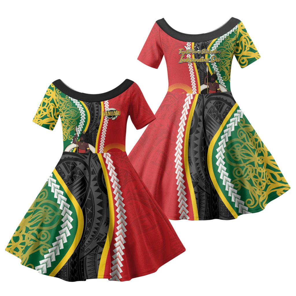 Ni-Vanuatu Indipendens Dei Celebretem Family Matching Short Sleeve Bodycon Dress and Hawaiian Shirt Yumi Yumi Yumi