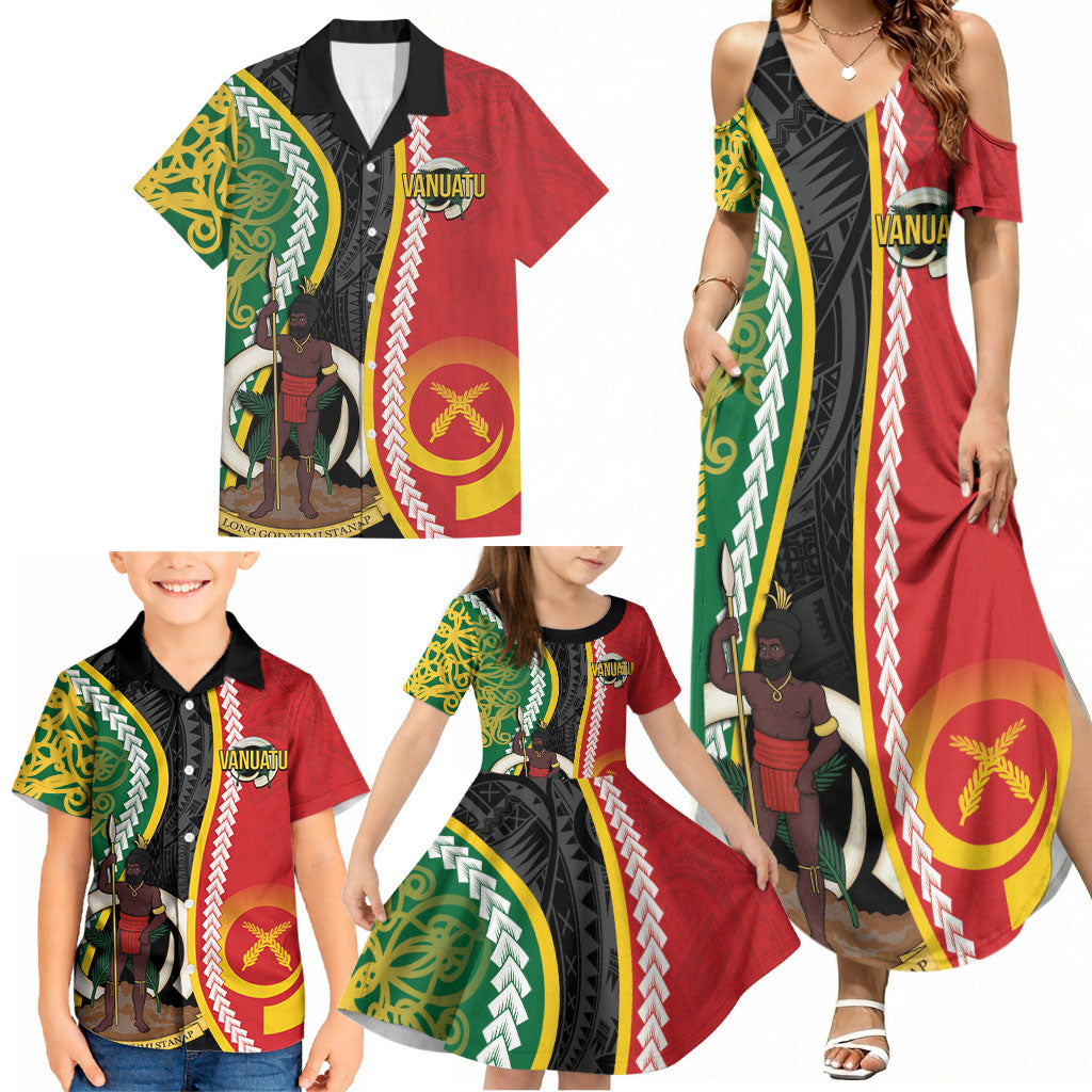 Ni-Vanuatu Indipendens Dei Celebretem Family Matching Summer Maxi Dress and Hawaiian Shirt Yumi Yumi Yumi