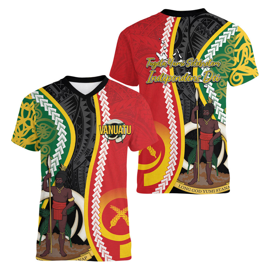 Ni-Vanuatu Indipendens Dei Celebretem Women V-Neck T-Shirt Yumi Yumi Yumi