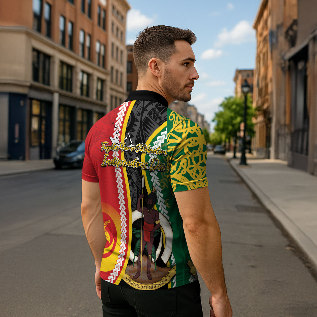 Ni-Vanuatu Indipendens Dei Celebretem Zipper Polo Shirt Yumi Yumi Yumi