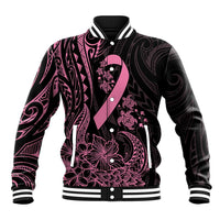 Polynesian Pink Power Baseball Jacket Breast Cancer Ribbon Turtle and Flowers LT7 Unisex Pink - Polynesian Pride