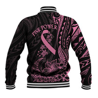 Polynesian Pink Power Baseball Jacket Breast Cancer Ribbon Turtle and Flowers LT7 - Polynesian Pride