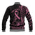 Polynesian Pink Power Baseball Jacket Breast Cancer Ribbon Turtle and Flowers