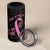 Polynesian Pink Power 4 in 1 Can Cooler Tumbler Breast Cancer Ribbon Turtle and Flowers