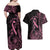 Polynesian Pink Power Couples Matching Off Shoulder Maxi Dress and Hawaiian Shirt Breast Cancer Ribbon Turtle and Flowers