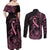 Polynesian Pink Power Couples Matching Off Shoulder Maxi Dress and Long Sleeve Button Shirt Breast Cancer Ribbon Turtle and Flowers