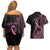 Polynesian Pink Power Couples Matching Off Shoulder Short Dress and Hawaiian Shirt Breast Cancer Ribbon Turtle and Flowers