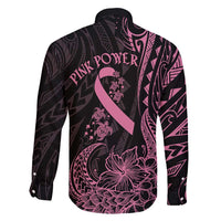 Polynesian Pink Power Family Matching Long Sleeve Bodycon Dress and Hawaiian Shirt Breast Cancer Ribbon Turtle and Flowers LT7 - Polynesian Pride