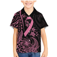 Polynesian Pink Power Family Matching Mermaid Dress and Hawaiian Shirt Breast Cancer Ribbon Turtle and Flowers LT7 Son's Shirt Pink - Polynesian Pride
