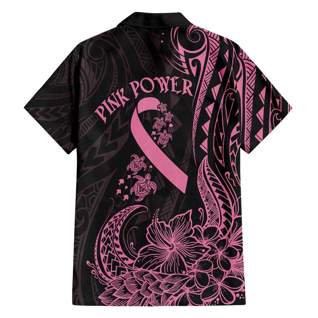 Polynesian Pink Power Family Matching Off Shoulder Maxi Dress and Hawaiian Shirt Breast Cancer Ribbon Turtle and Flowers LT7 - Polynesian Pride
