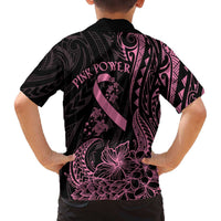 Polynesian Pink Power Family Matching Off Shoulder Short Dress and Hawaiian Shirt Breast Cancer Ribbon Turtle and Flowers LT7 - Polynesian Pride
