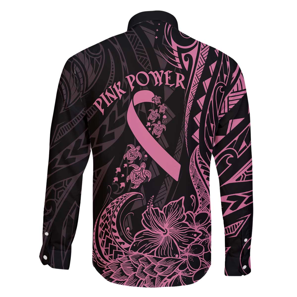 Polynesian Pink Power Family Matching Puletasi and Hawaiian Shirt Breast Cancer Ribbon Turtle and Flowers LT7 - Polynesian Pride
