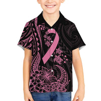 Polynesian Pink Power Family Matching Puletasi and Hawaiian Shirt Breast Cancer Ribbon Turtle and Flowers LT7 Son's Shirt Pink - Polynesian Pride