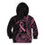 Polynesian Pink Power Kid Hoodie Breast Cancer Ribbon Turtle and Flowers