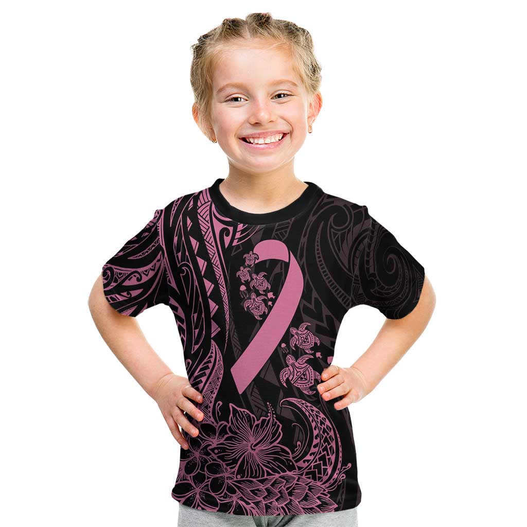 Polynesian Pink Power Kid T Shirt Breast Cancer Ribbon Turtle and Flowers LT7 Pink - Polynesian Pride