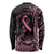 Polynesian Pink Power Long Sleeve Shirt Breast Cancer Ribbon Turtle and Flowers