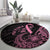 Polynesian Pink Power Round Carpet Breast Cancer Ribbon Turtle and Flowers