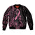 Polynesian Pink Power Sleeve Zip Bomber Jacket Breast Cancer Ribbon Turtle and Flowers