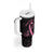 Polynesian Pink Power Tumbler With Handle Breast Cancer Ribbon Turtle and Flowers