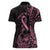 Polynesian Pink Power Women Polo Shirt Breast Cancer Ribbon Turtle and Flowers