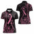 Polynesian Pink Power Women Polo Shirt Breast Cancer Ribbon Turtle and Flowers