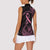 Polynesian Pink Power Women Sleeveless Polo Shirt Breast Cancer Ribbon Turtle and Flowers