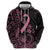 Polynesian Pink Power Zip Hoodie Breast Cancer Ribbon Turtle and Flowers