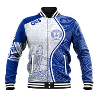 Personalised Queen Victoria School Baseball Jacket QVS Old Boys LT7 Unisex White - Polynesian Pride