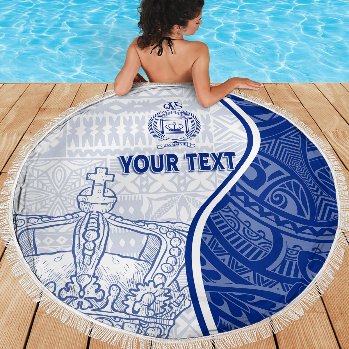 Personalised Queen Victoria School Beach Blanket QVS Old Boys LT7 - Wonder Print Shop
