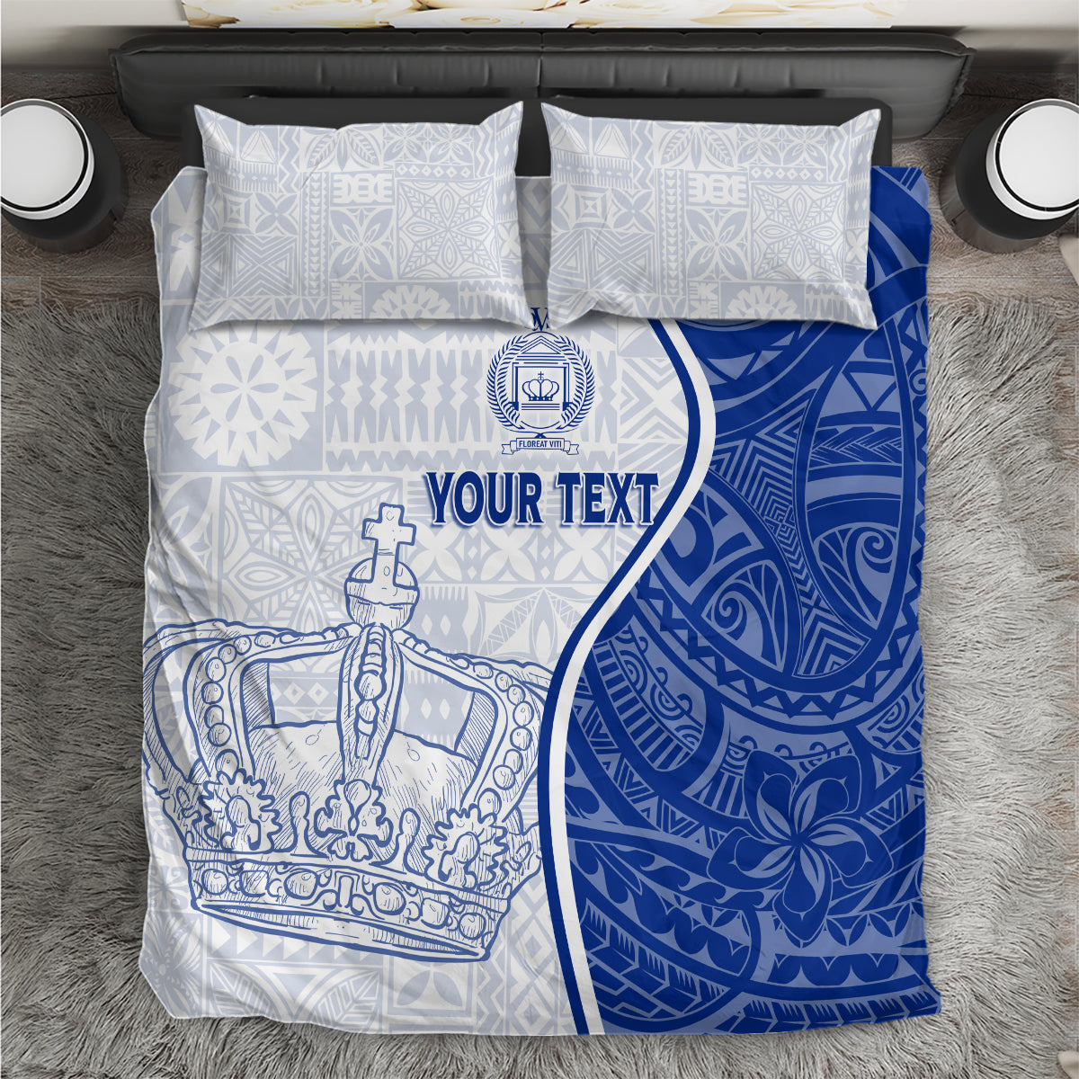 Personalised Queen Victoria School Bedding Set QVS Old Boys LT7 White - Polynesian Pride