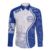 Personalised Queen Victoria School Long Sleeve Button Shirt QVS Old Boys LT7 Unisex White - Polynesian Pride