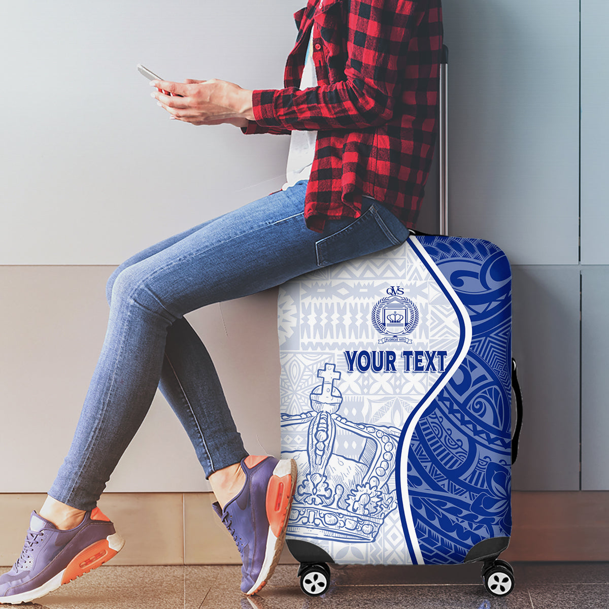 Personalised Queen Victoria School Luggage Cover QVS Old Boys LT7 - Polynesian Pride