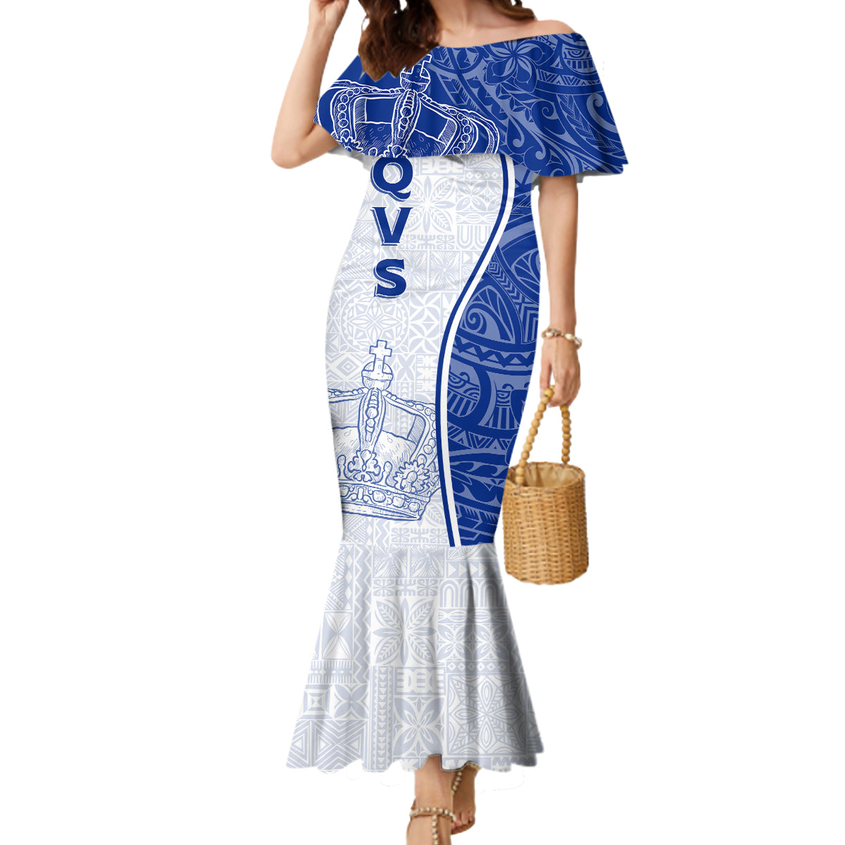 Personalised Queen Victoria School Mermaid Dress QVS Old Boys LT7 Women White - Polynesian Pride