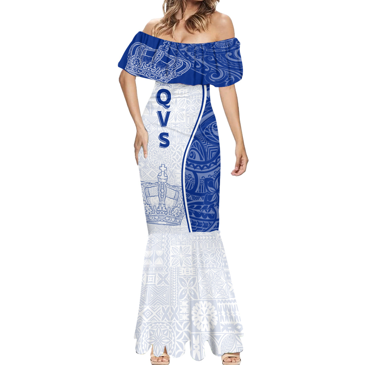 Personalised Queen Victoria School Mermaid Dress QVS Old Boys LT7 - Polynesian Pride