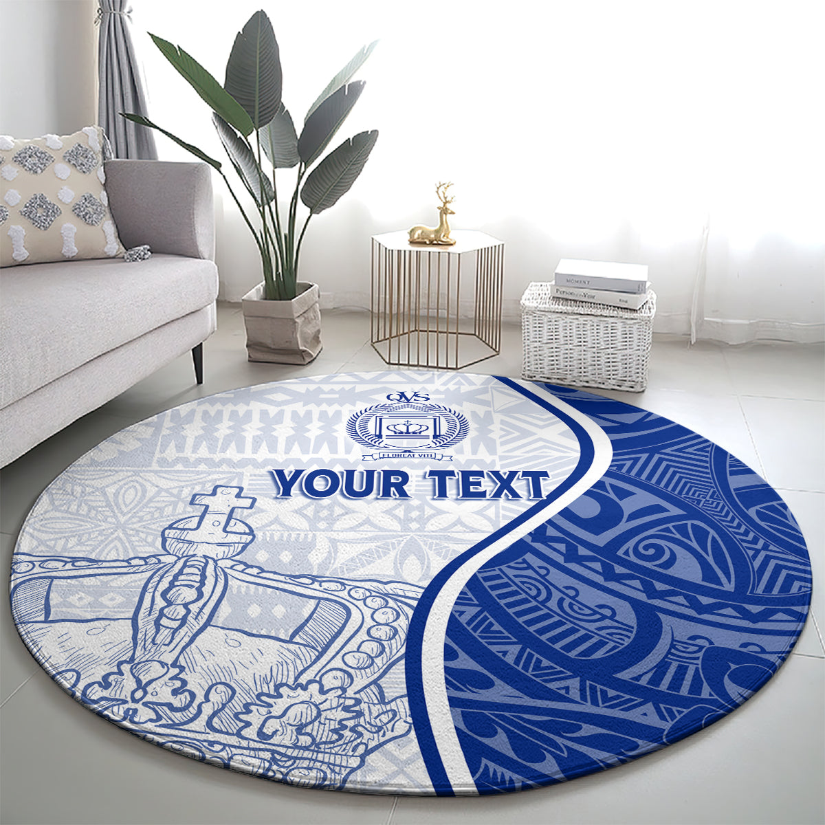 Personalised Queen Victoria School Round Carpet QVS Old Boys LT7 - Polynesian Pride
