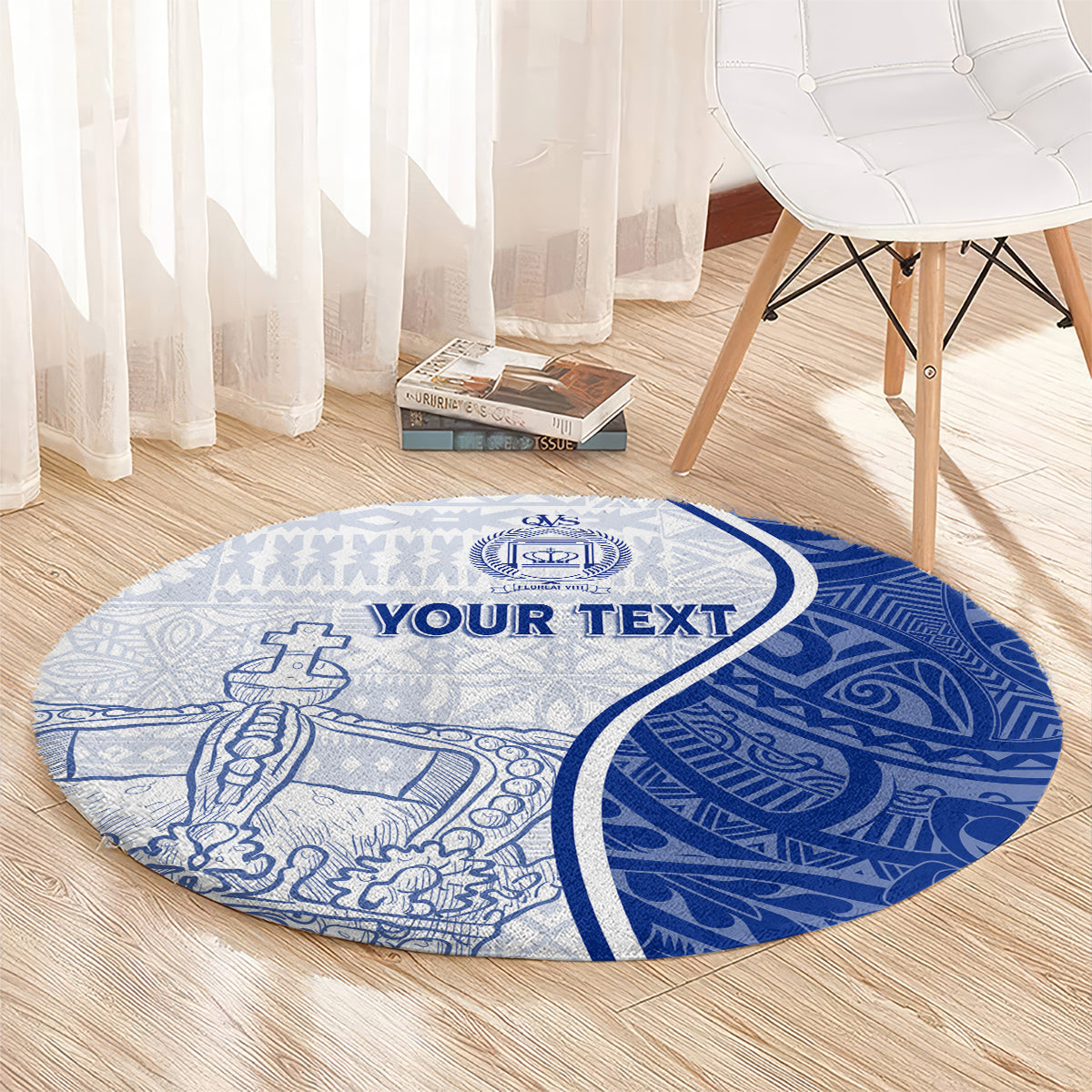 Personalised Queen Victoria School Round Carpet QVS Old Boys LT7 - Polynesian Pride