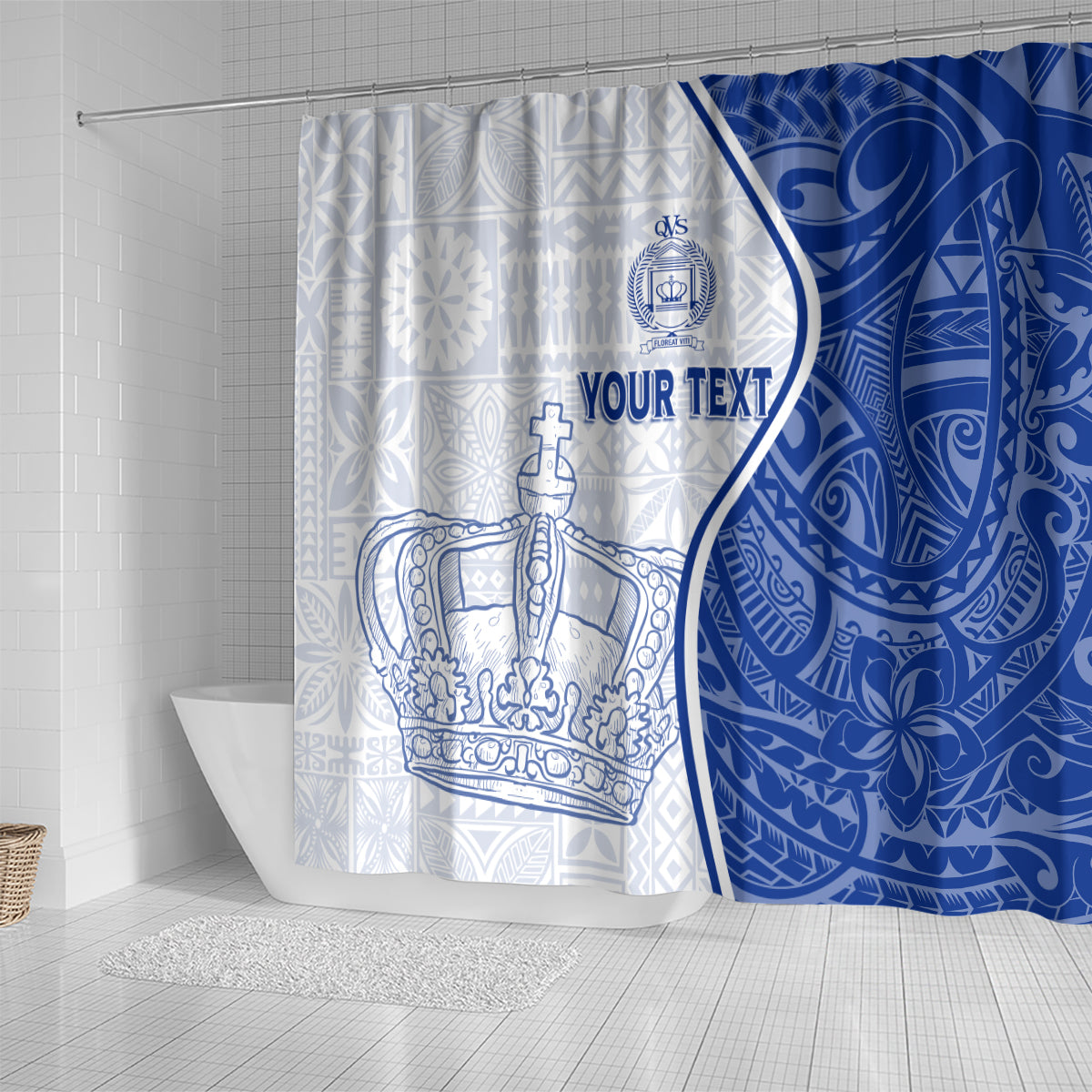 Personalised Queen Victoria School Shower Curtain QVS Old Boys LT7 - Polynesian Pride