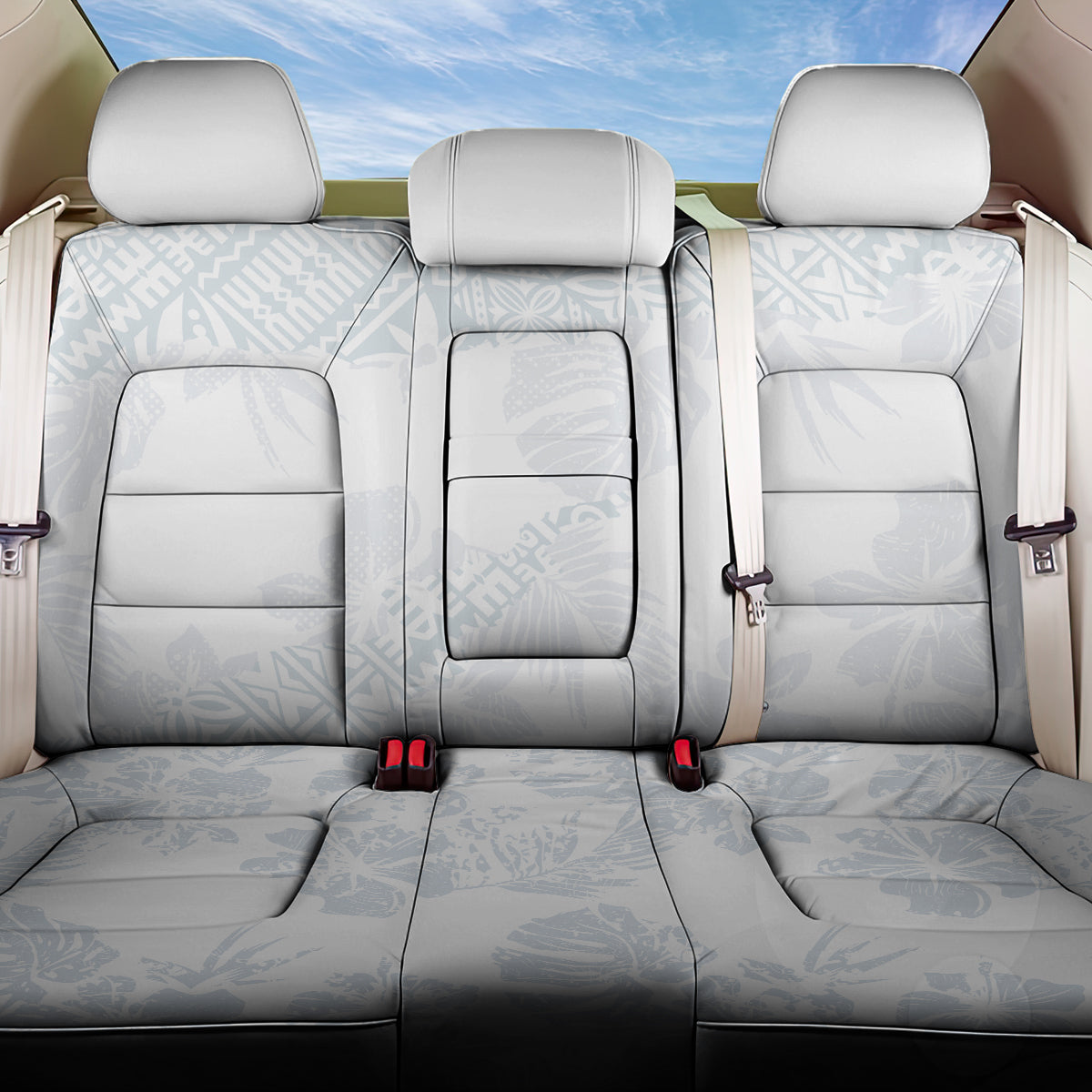 Samoa White Sunday Back Car Seat Cover Hibiscus Special