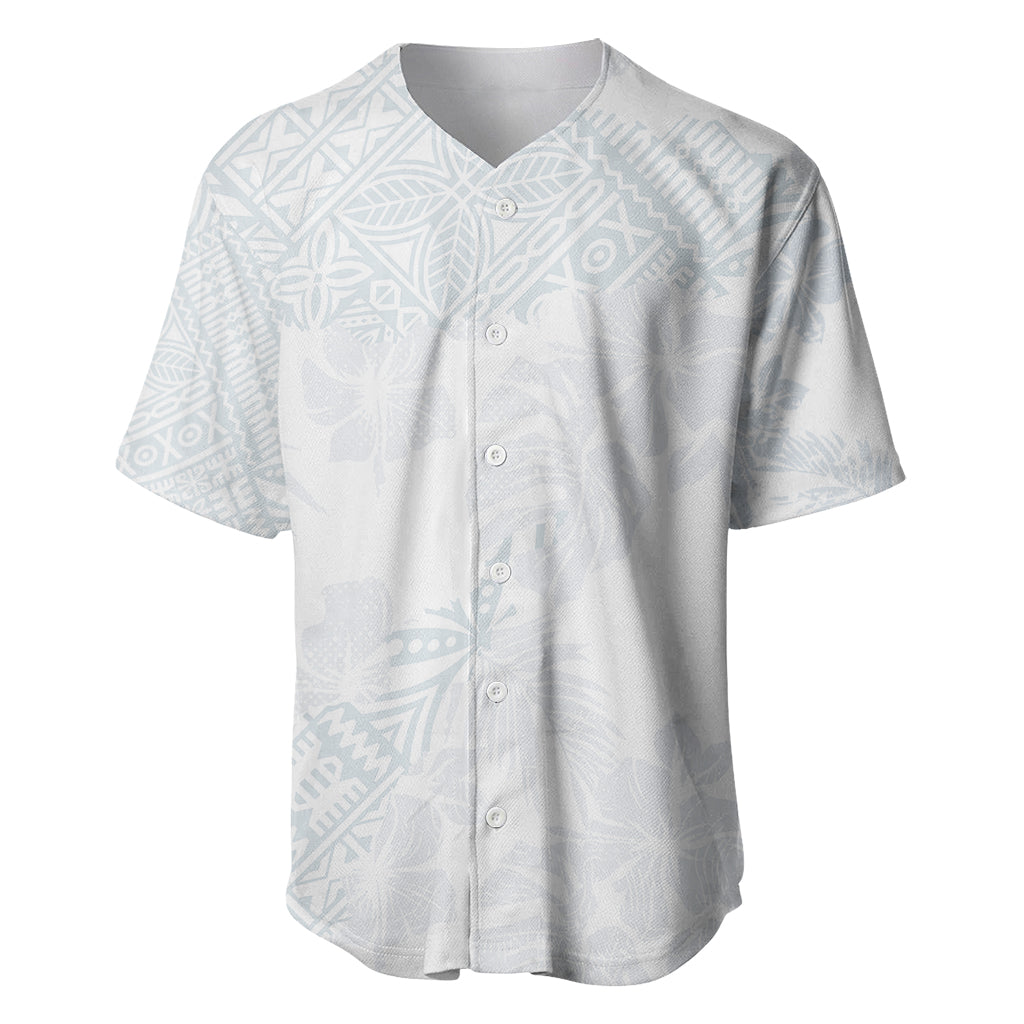 Samoa White Sunday Baseball Jersey Hibiscus Special LT7 White - Polynesian Pride