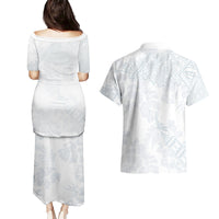 Samoa White Sunday Couples Matching Puletasi Dress and Hawaiian Shirt Hibiscus Special LT7 - Polynesian Pride
