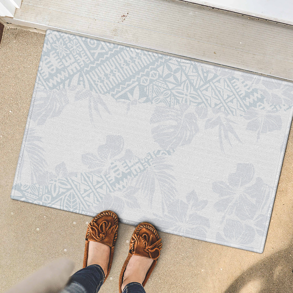 Samoa White Sunday Rubber Doormat Hibiscus Special LT7 - Polynesian Pride