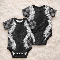 Hawaii Aloha Plumeria Lei Black Palaka Baby Onesie