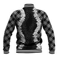 Hawaii Aloha Plumeria Lei Black Palaka Baseball Jacket - Polynesian Pride