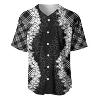Hawaii Aloha Plumeria Lei Black Palaka Baseball Jersey LT7 Black - Polynesian Pride