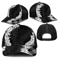Hawaii Aloha Plumeria Lei Black Palaka Baseball Net Cap - Polynesian Pride
