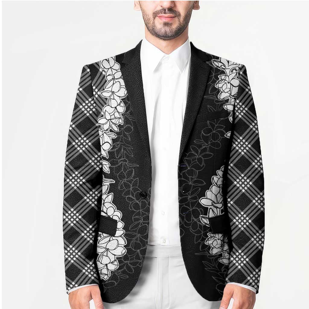 Hawaii Aloha Plumeria Lei Black Palaka Blazer - Polynesian Pride