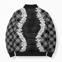 Hawaii Aloha Plumeria Lei Black Palaka Bomber Puffer Jacket - Polynesian Pride
