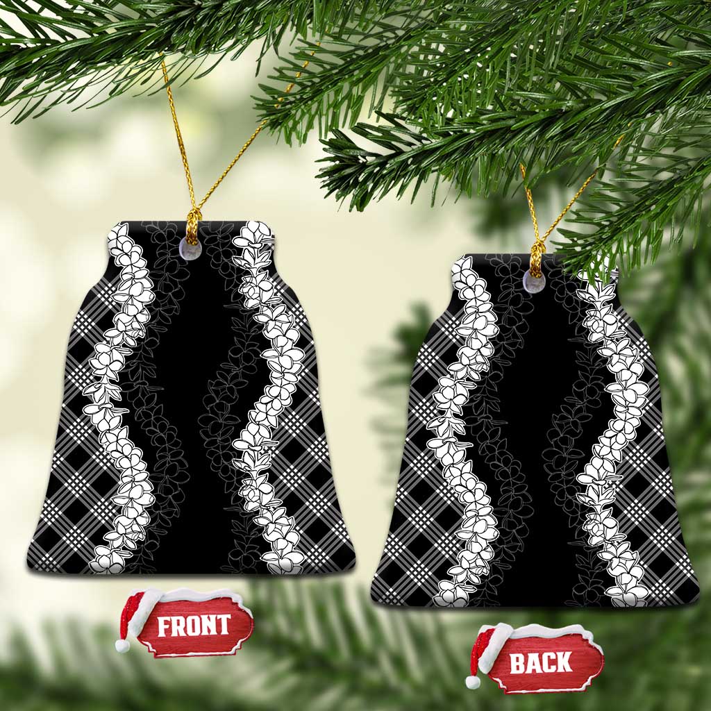 Hawaii Aloha Plumeria Lei Black Palaka Ceramic Ornament - Polynesian Pride